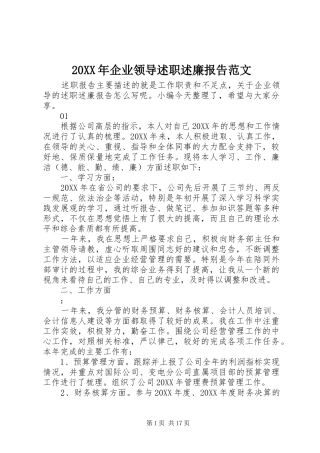 2024年企业领导述职述廉报告范文