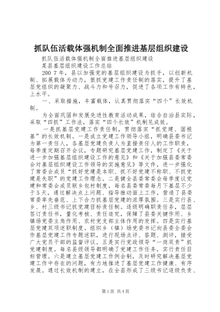 2024年抓队伍活载体强机制全面推进基层组织建设