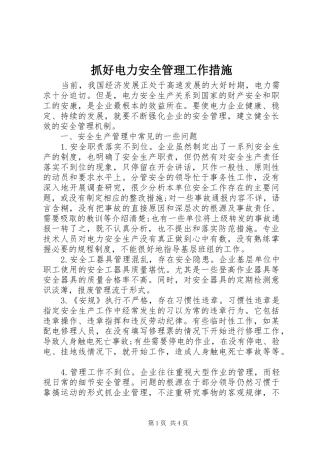 2024年抓好电力安全管理工作措施