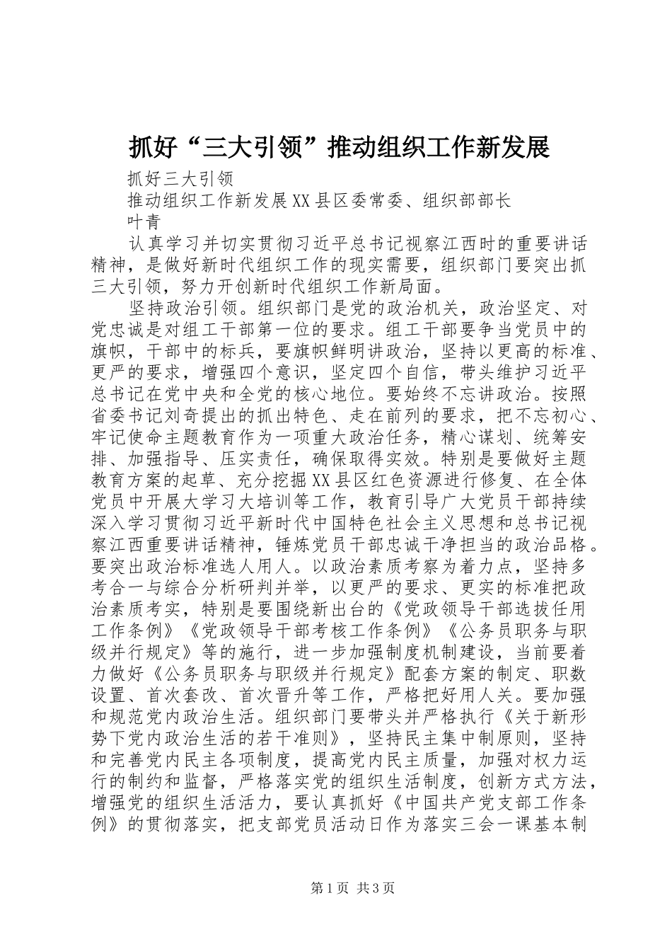 2024年抓好三大引领推动组织工作新发展_第1页