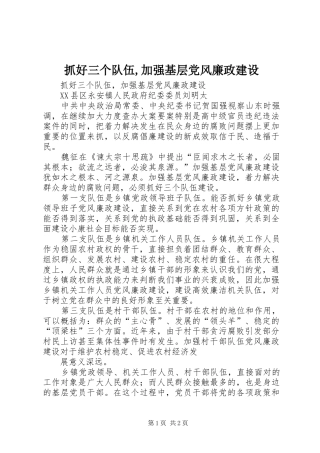 2024年抓好三个队伍加强基层党风廉政建设