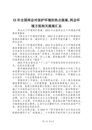2024年全国两会对保护环境的热点提案两会环境方面相关提案汇总