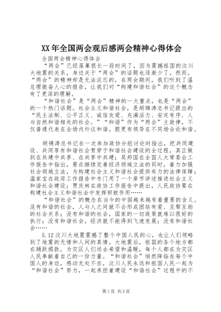 2024年全国两会观后感两会精神心得体会