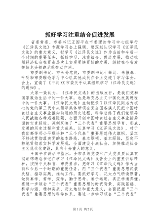2024年抓好学习注重结合促进发展
