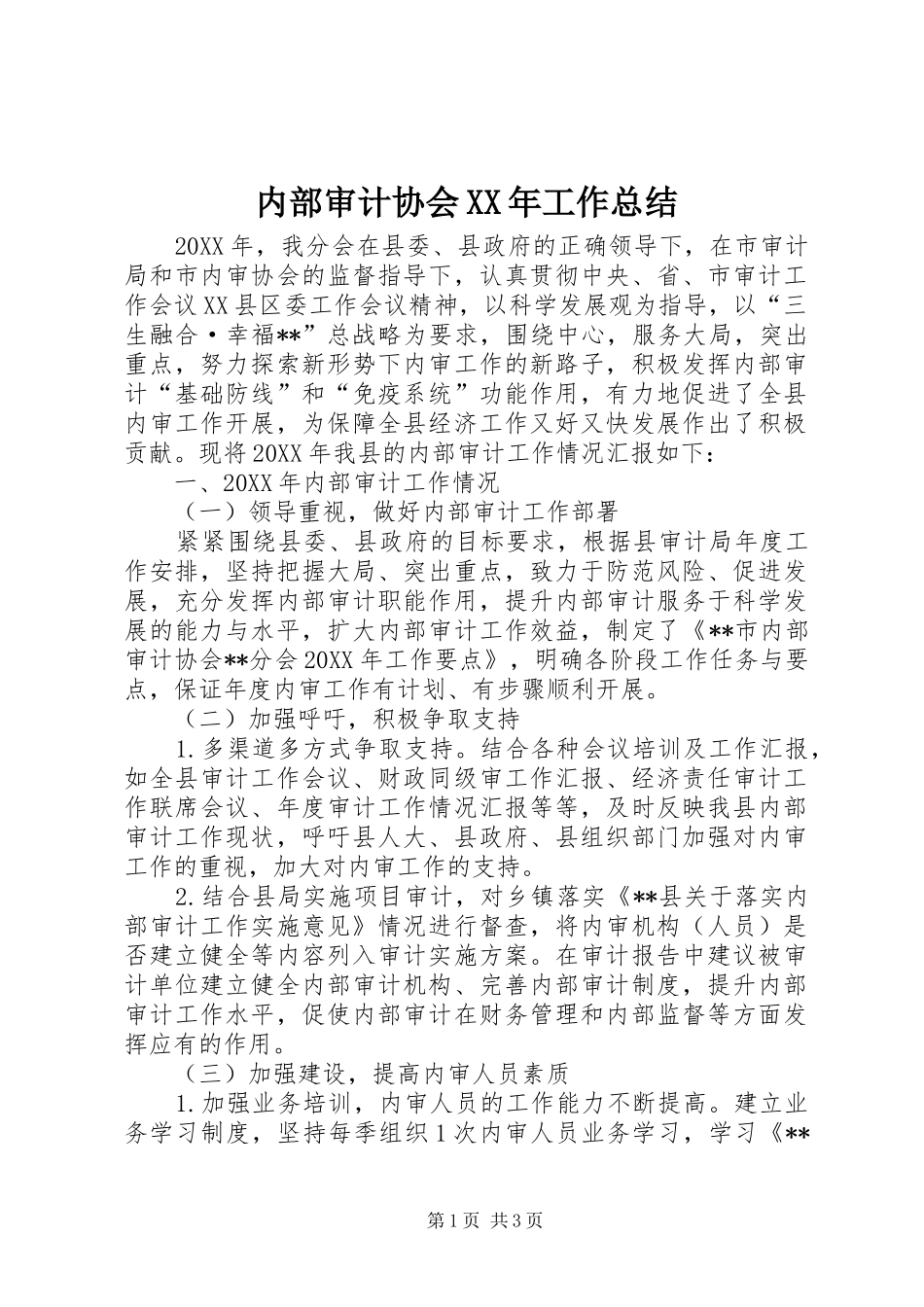 2024年内部审计协会工作总结_第1页
