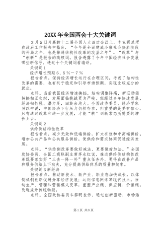2024年全国两会十大关键词