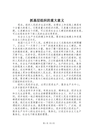 2024年抓基层组织的重大意义