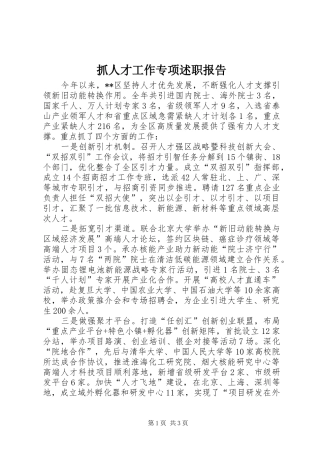 2024年抓人才工作专项述职报告