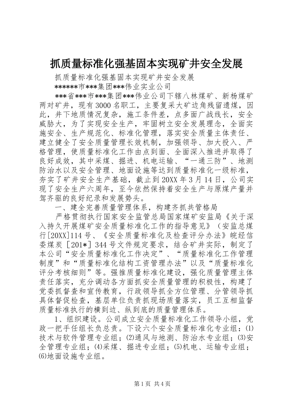 2024年抓质量标准化强基固本实现矿井安全发展_第1页