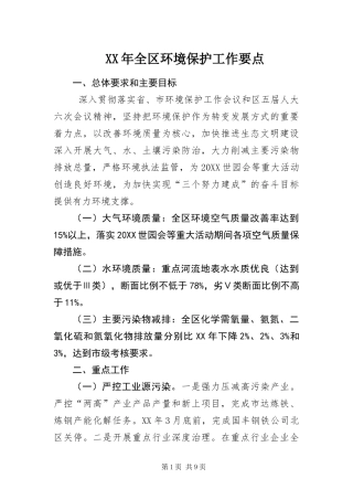 2024年全区环境保护工作要点