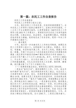 2024年农民工工作自查报告