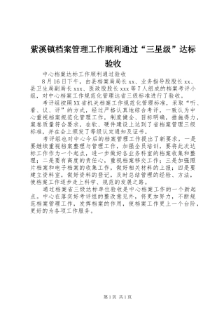 2024年紫溪镇档案管理工作顺利通过三星级达标验收