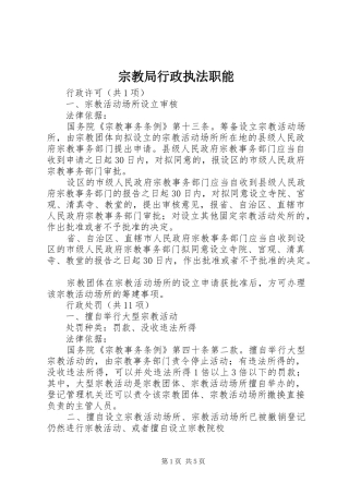 2024年宗教局行政执法职能