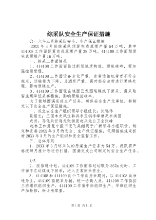 2024年综采队安全生产保证措施