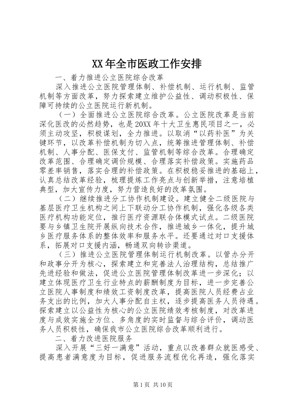 2024年全市医政工作安排_第1页