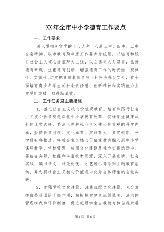 2024年全市中小学德育工作要点