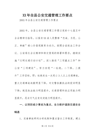 2024年全县公安交通管理工作要点