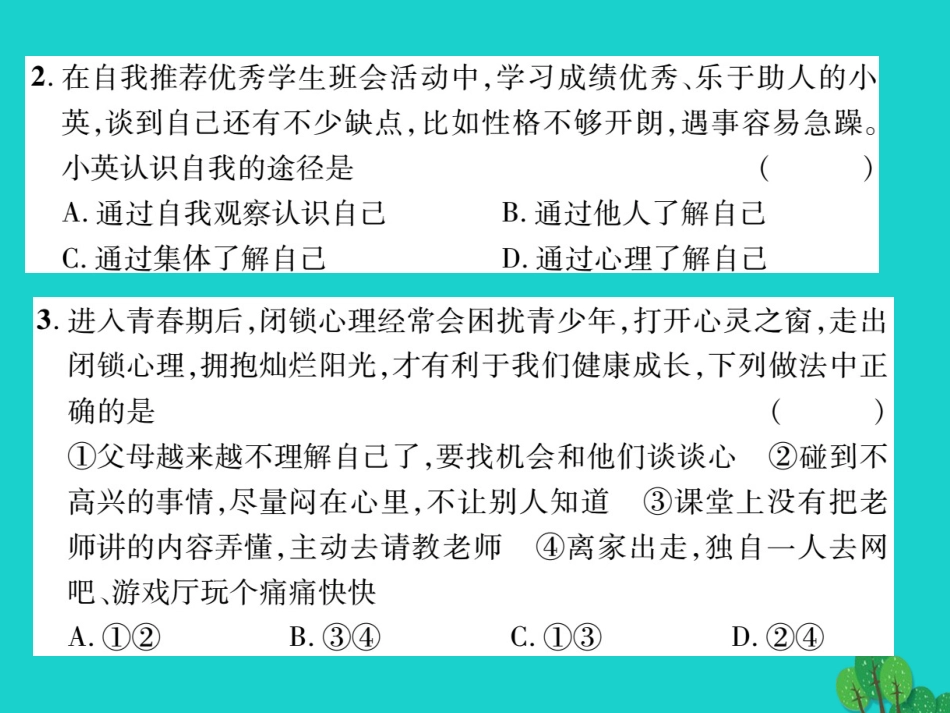 七年级政治上学期期末达标测试课件 新人教版（道德与法治）-新人教级全册政治课件_第3页