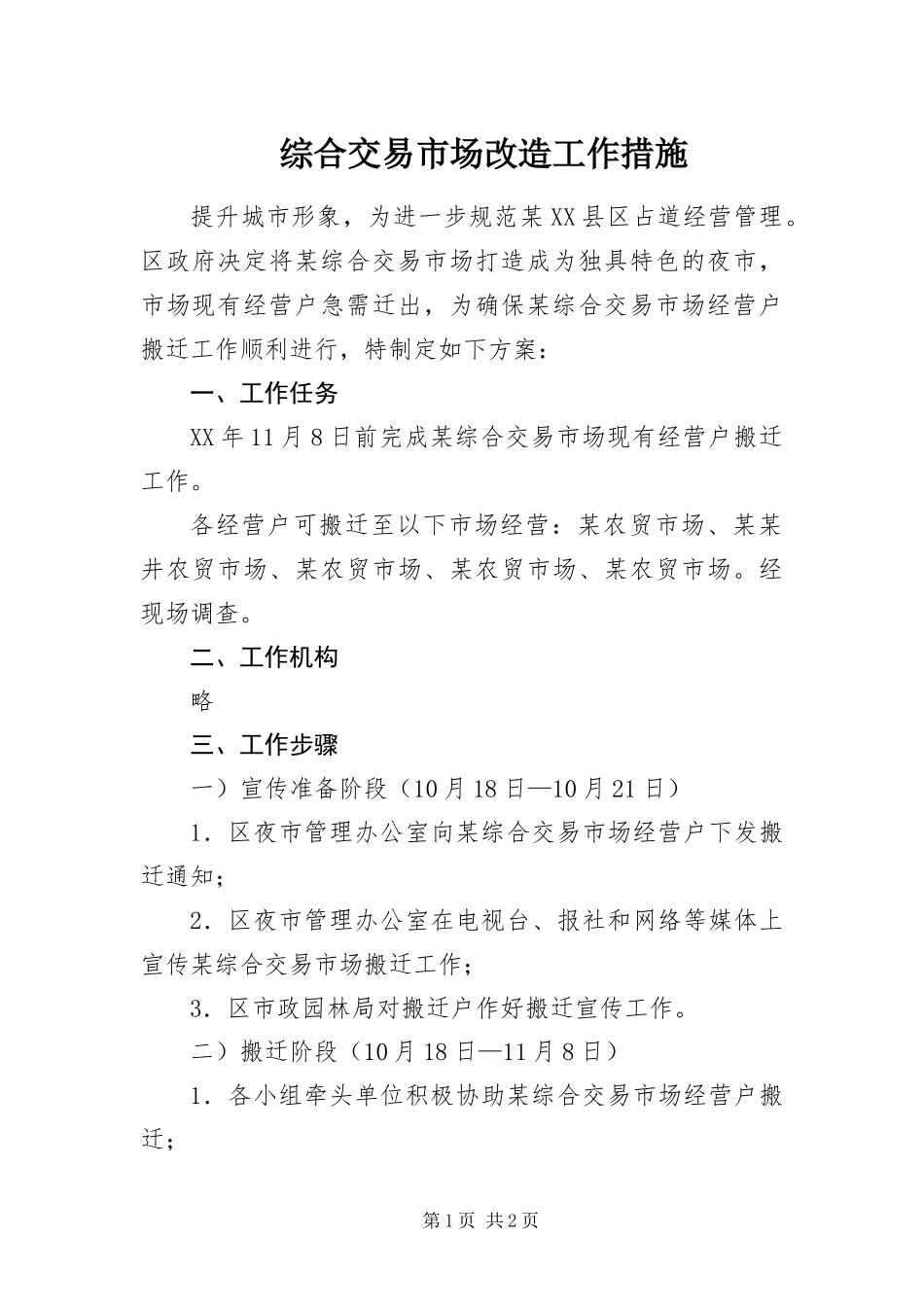 2024年综合交易市场改造工作措施_第1页