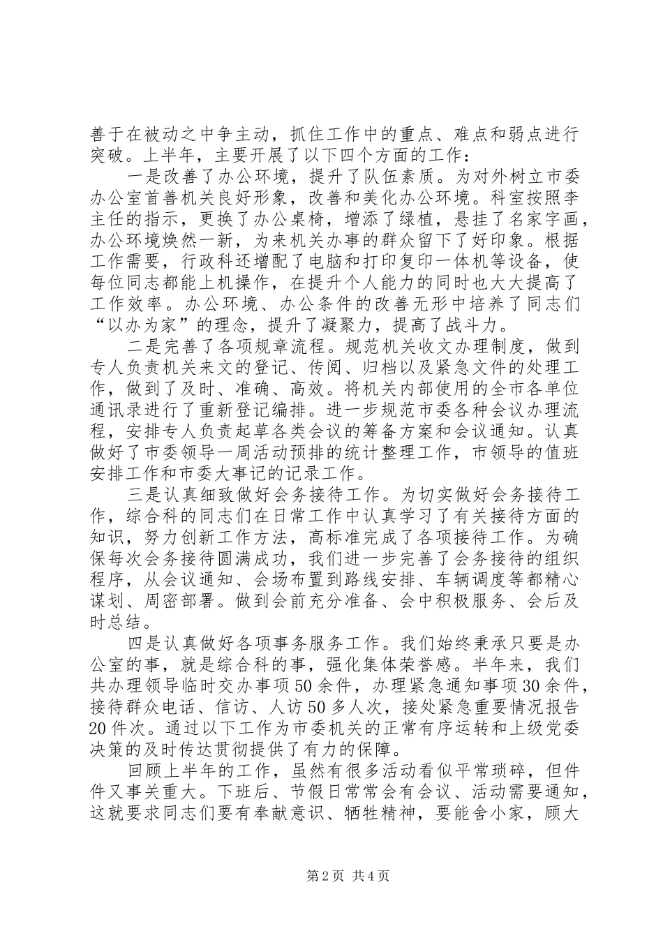 2024年综合科上半年工作总结暨下半年工作计划_第2页