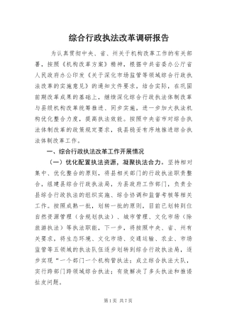 2024年综合行政执法改革调研报告