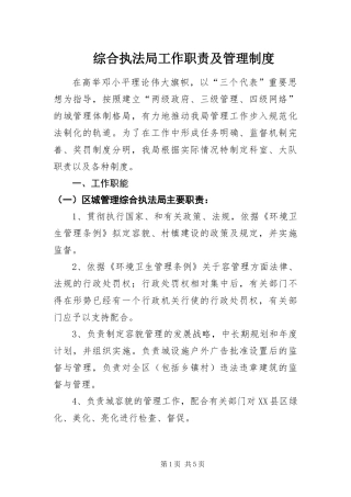 2024年综合执法局工作职责及管理制度