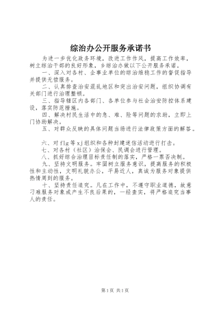 2024年综治办公开服务承诺书