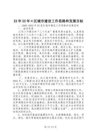 2024年区城市建设工作思路和发展目标