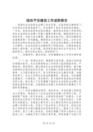 2024年综治平安建设工作述职报告