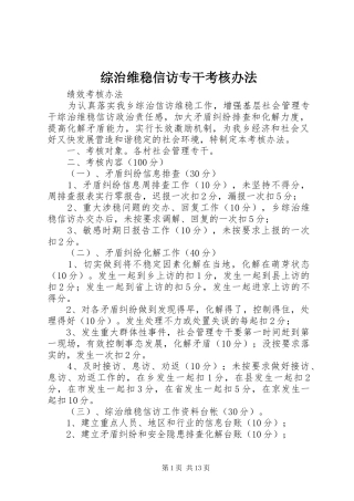 2024年综治维稳信访专干考核办法