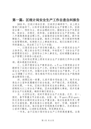 2024年区统计局安全生产工作自查自纠报告