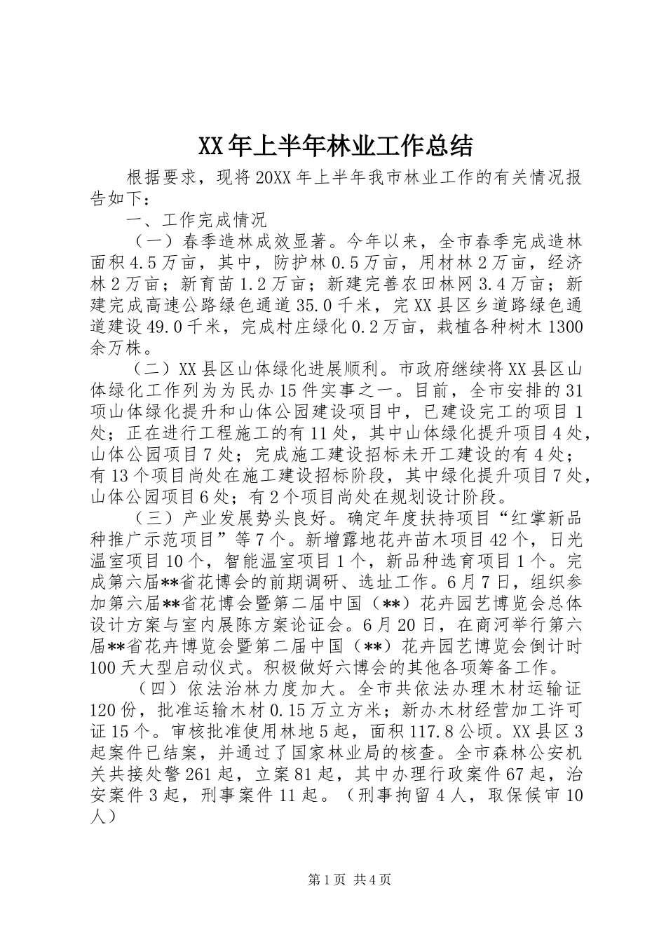 2024年上半年林业工作总结_第1页