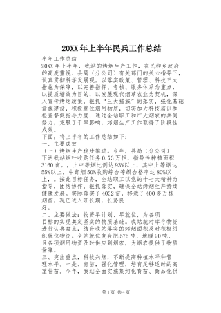 2024年上半年民兵工作总结