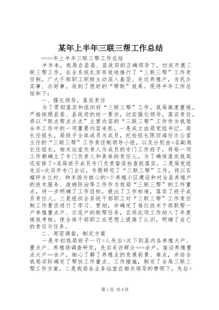 2024年上半年三联三帮工作总结