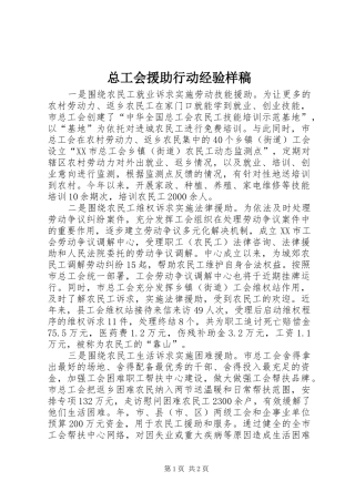 2024年总工会援助行动经验样稿