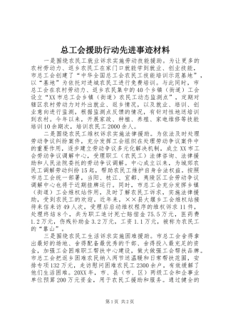 2024年总工会援助行动先进事迹材料