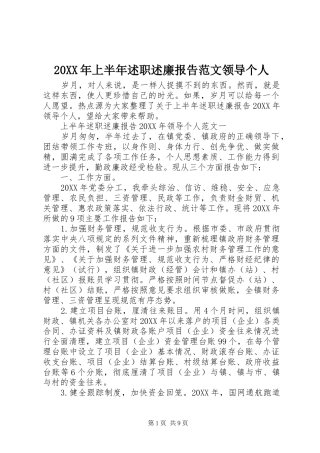 2024年上半年述职述廉报告范文领导个人