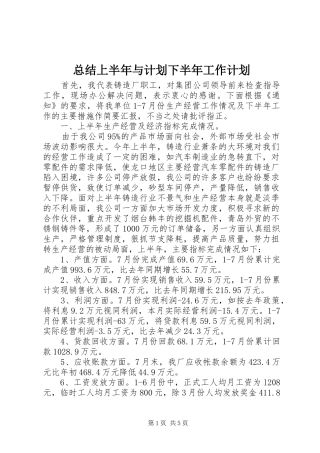 2024年总结上半年与计划下半年工作计划
