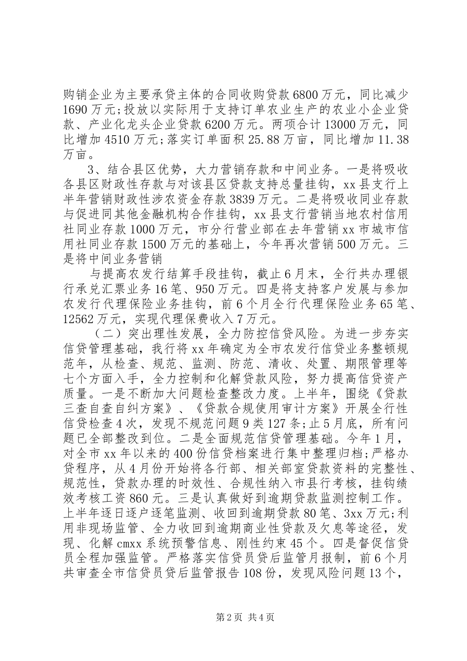 2024年上半年银行工作总结_第2页