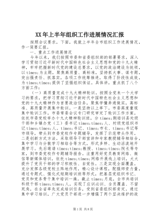 2024年上半年组织工作进展情况汇报