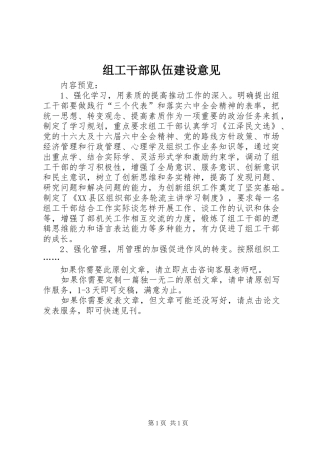 2024年组工干部队伍建设意见