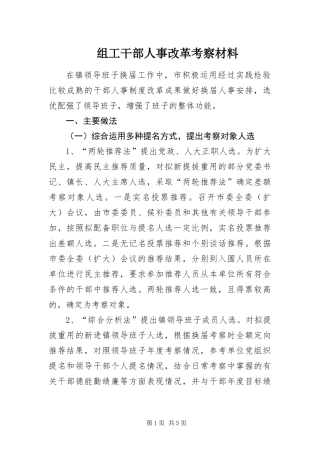 2024年组工干部人事改革考察材料