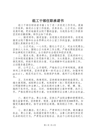 2024年组工干部任职承诺书