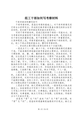 2024年组工干部如何写考察材料