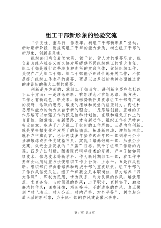 2024年组工干部新形象的经验交流