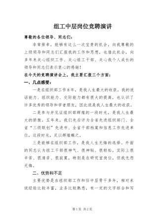 2024年组工中层岗位竞聘演讲