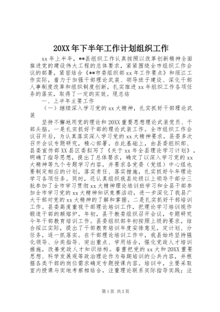 2024年下半年工作计划组织工作