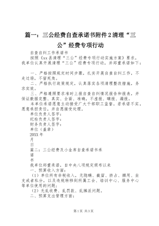 2024年三公经费自查承诺书附件清理三公经费专项行动