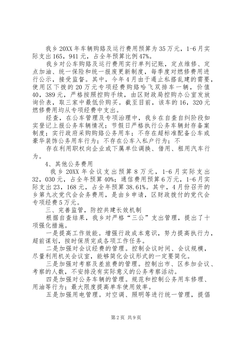 2024年三公自查报告乡三公经费自查报告_第2页