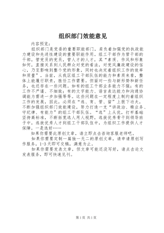 2024年组织部门效能意见